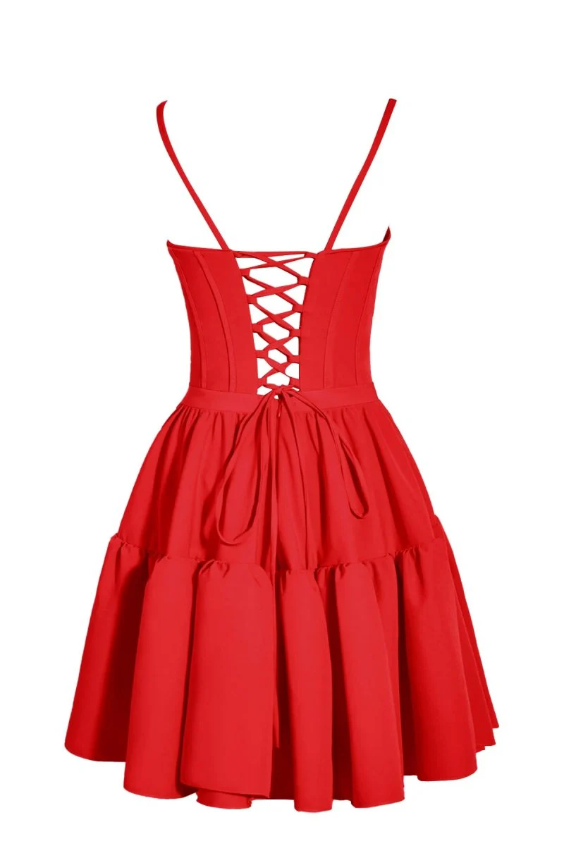 A-line Ruffled Lace-Up Homecoming Dress