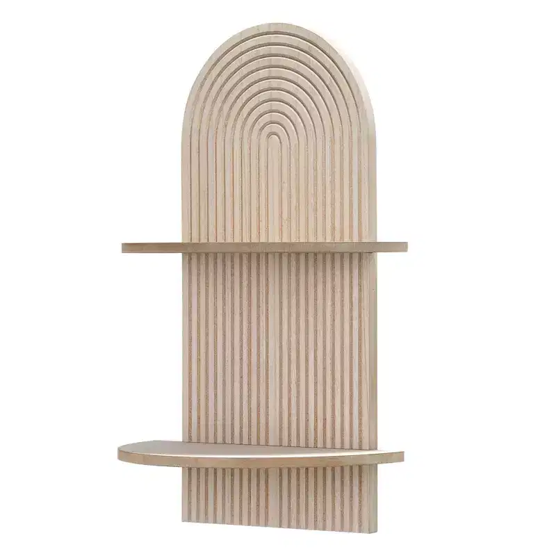 Brown 2-Tier Carved Wall Shelf
