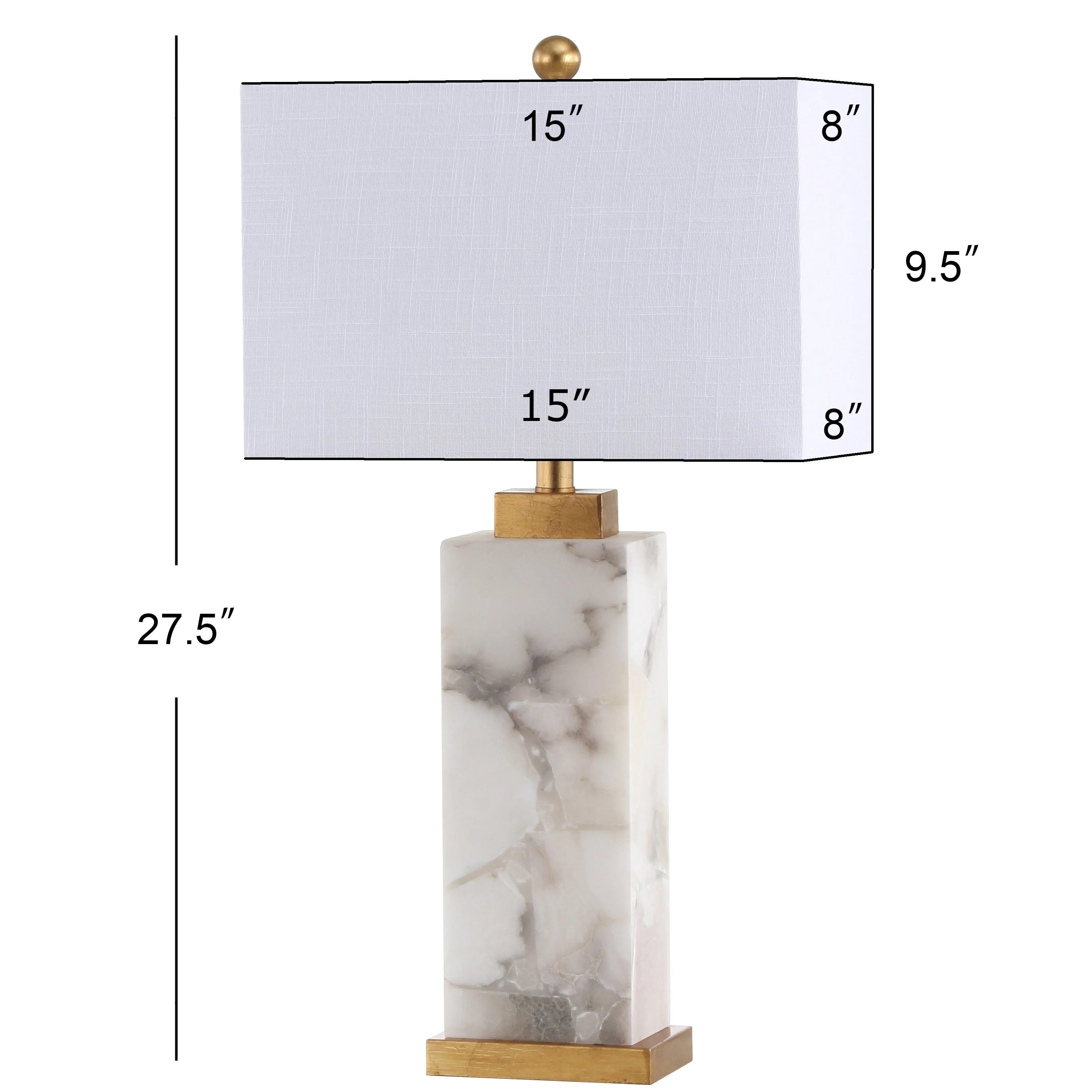 Eloise 27.5 Alabaster LED Table Lamp, White/Gold Leaf by JONATHAN Y