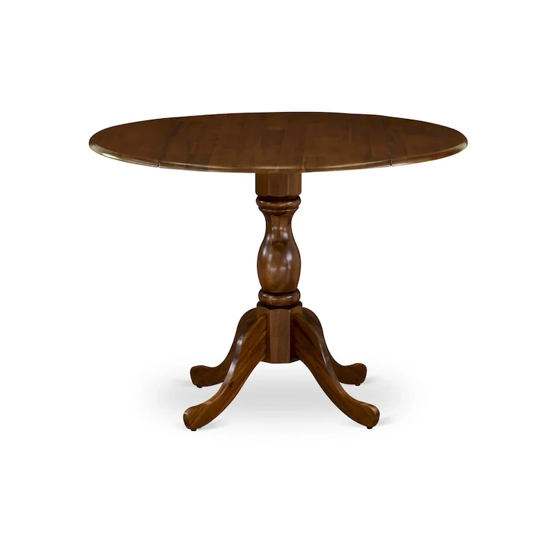 East West Furniture Dublin Modern Kitchen Table - a Round Dining Table Top with Dropleaf & Pedestal Base, (Finish Option)