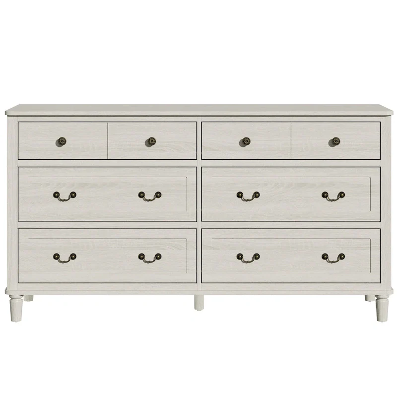 Light Grey 6-Drawer Dresser for Bedroom