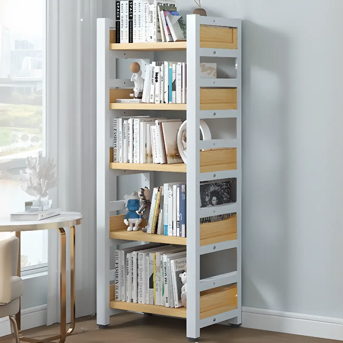 Modish Multi-Layer Open Back Wooden Tall Bookshelves