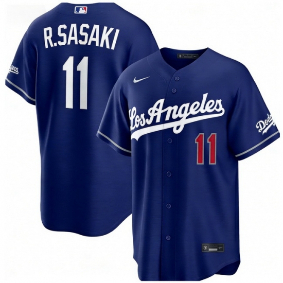 Los Angeles Dodgers Roki Sasaki 11 Blue 2026 Gold Collection Stadium Stitched Baseball Jersey