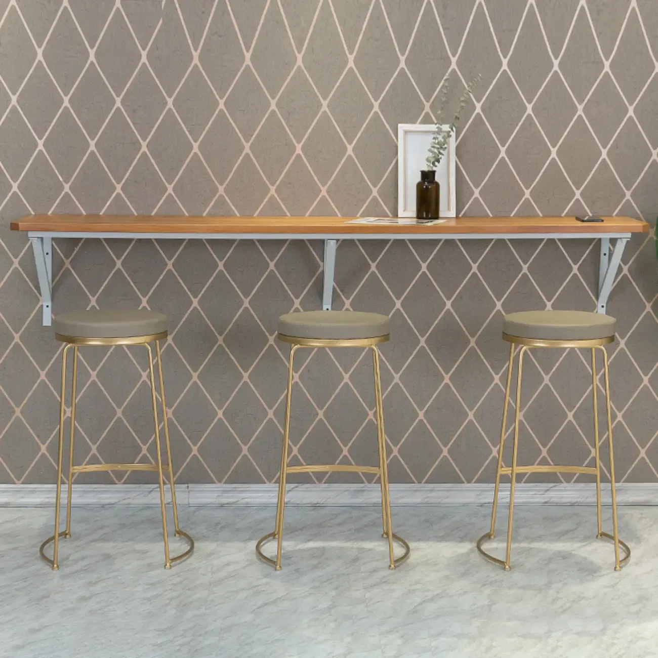 Rectangular Solid Wood Wall Mounted Bar Table