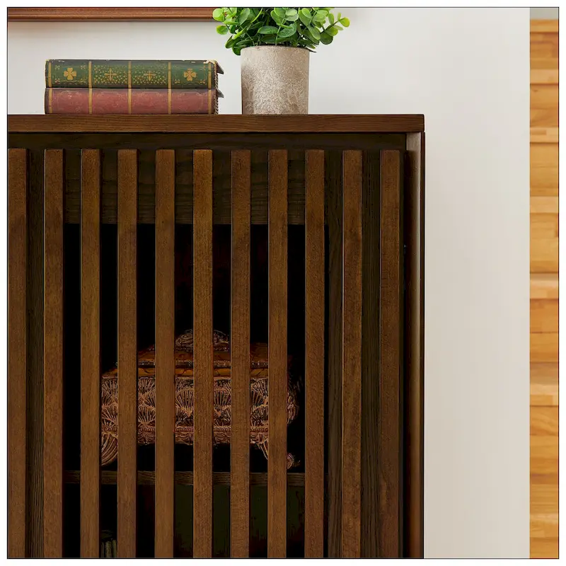 Mid Century Modern Fluted Hollowed Out Sideboard Cabinet