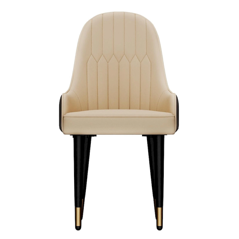 Set of 2 Modern Microfiber Silicone Leather Upholstered Dining Chairs, Metal Legs - 20.5x19.3x35.5 inch