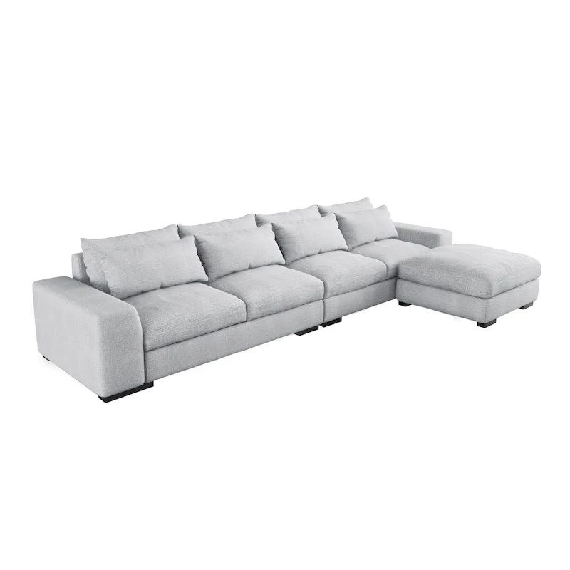 Modern Modular Down Sectional Sofa,Light Grey/Dark Blue