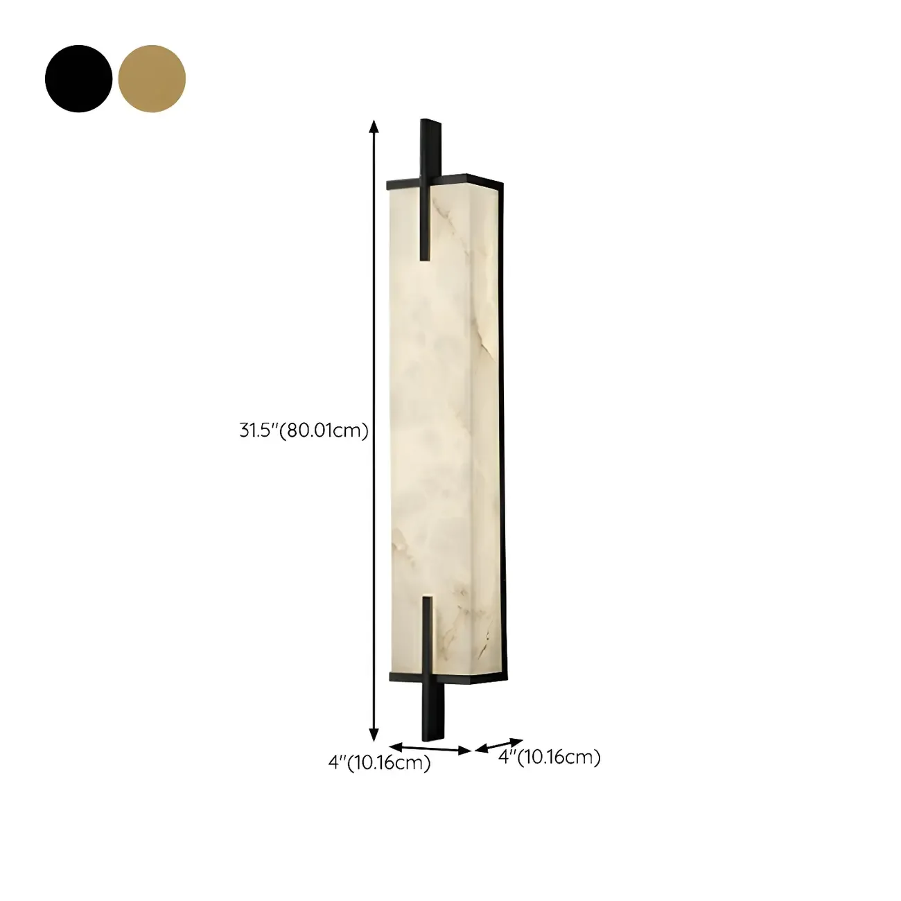 Modern Rectangle Stone Shade Metal LED Wall Sconce