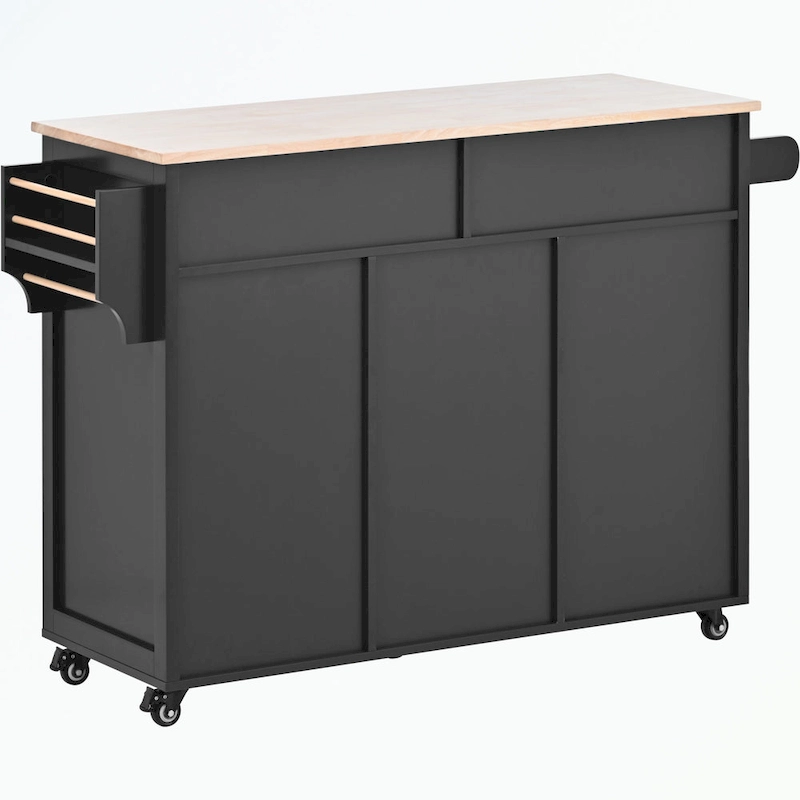 Kitchen Cart with Rubber Wood Countertop