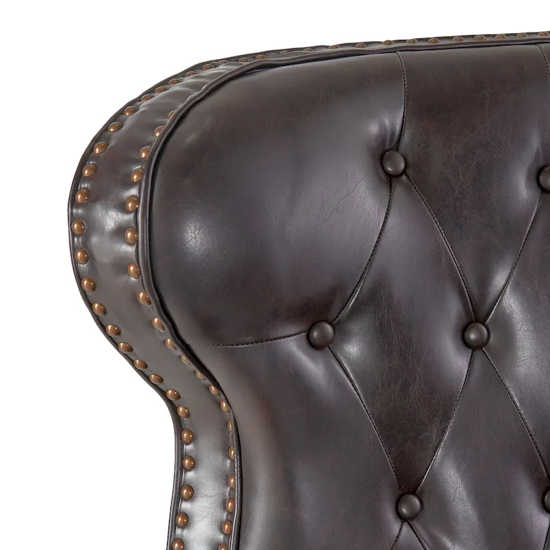 Brown Tufted Pushback Recliner with Nailhead Trim