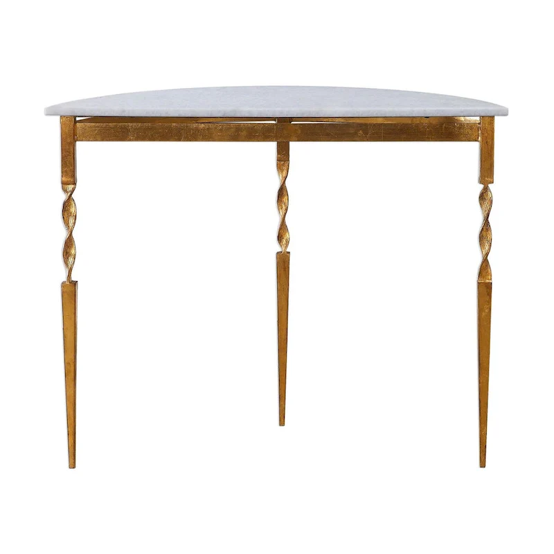 Imelda 40 Long Marble Top Iron Console Table