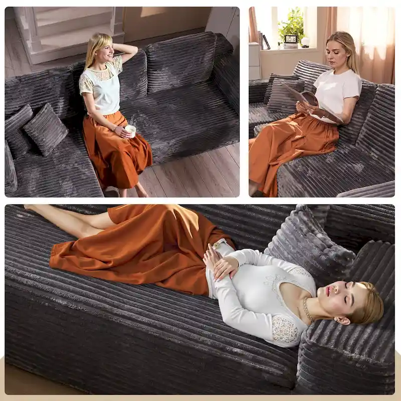 HOOOWOOO Modern L-shaped Modular Sectional Sofa with Chaise