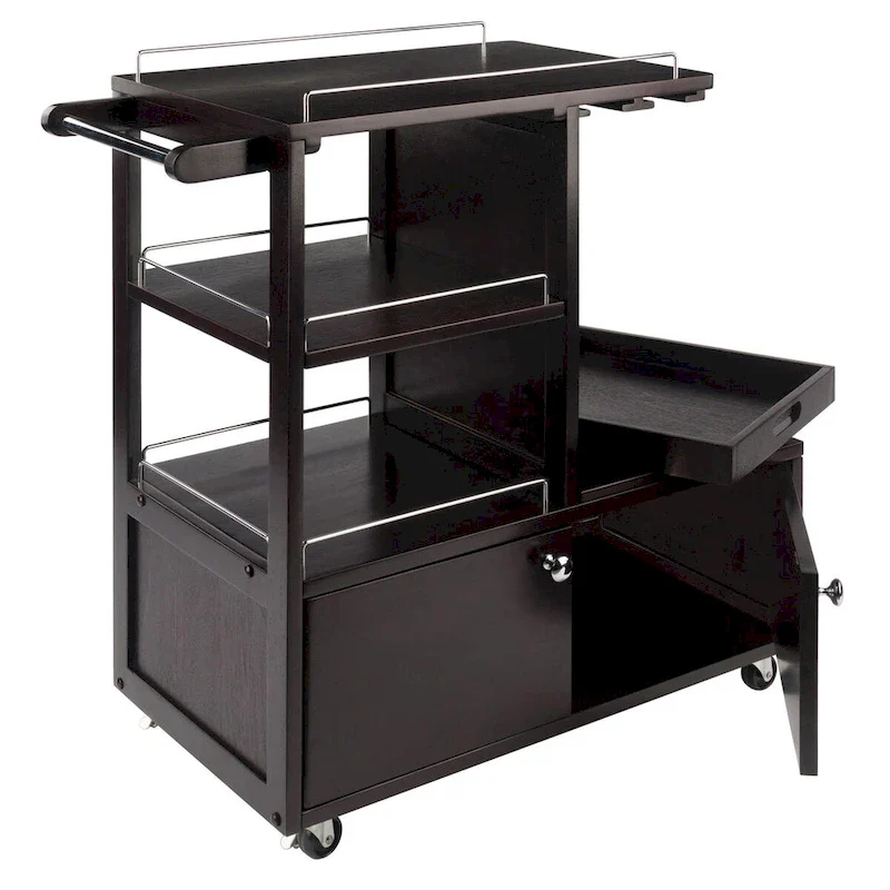 Galen Entertainment Cart, Espresso - 34.25 x 16.77 x 34.37 inches