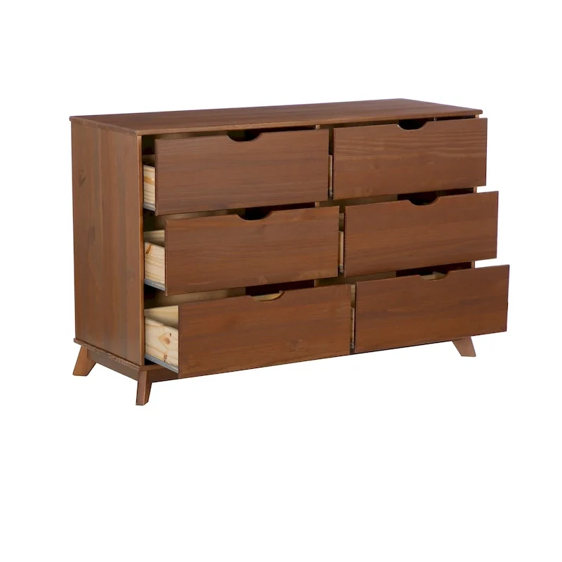 Purcell Pine Wood 3-Piece Bedroom Set with 6-Drawer Dresser and 3-Drawer Nightstands (Set of 2)