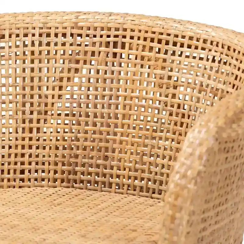 Papua Modern Bohemian Natural Rattan and Acacia Wood Counter Stool