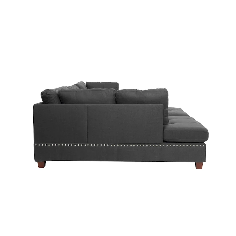 Gray Reversible Chaise Sectional Sofa with Ottoman