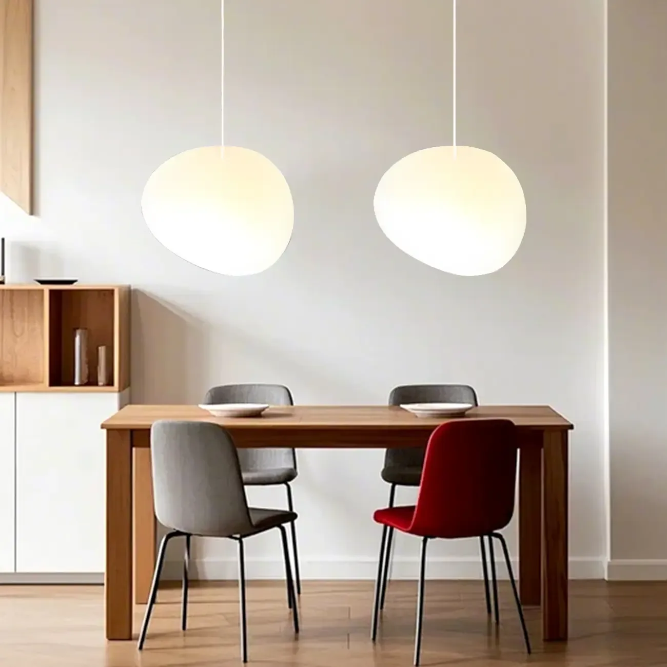 Designer Cream Resin Pebble Pendant Lamp for Dining Room