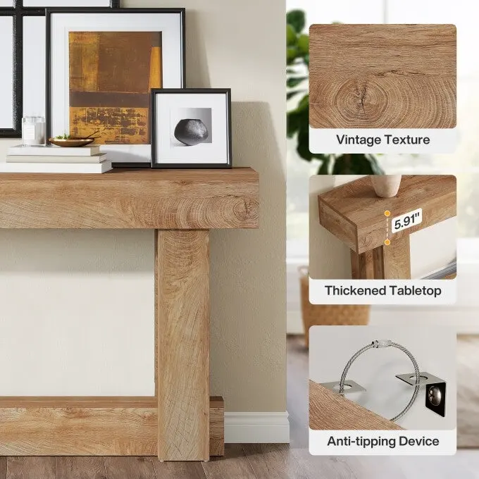 63-inch Wood Console Table, Farmhouse 2-tier Entryway Table