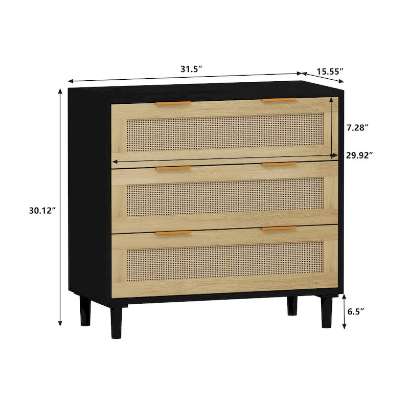 31.50 L 3-Drawers Rattan Cabinet