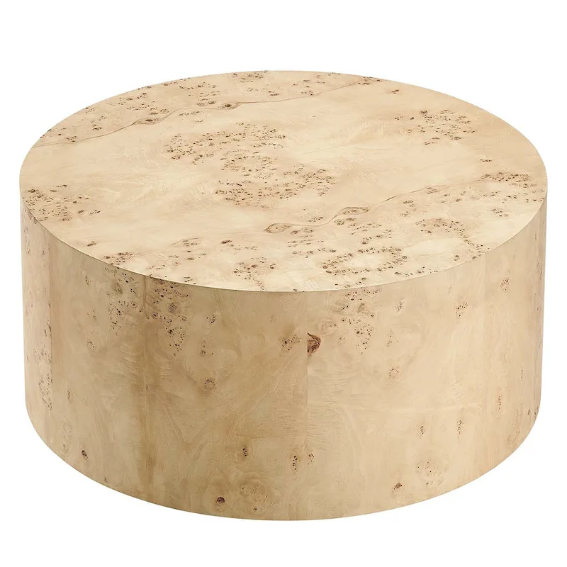 Penrod Mid-Century Burl Wood Round Coffee Table