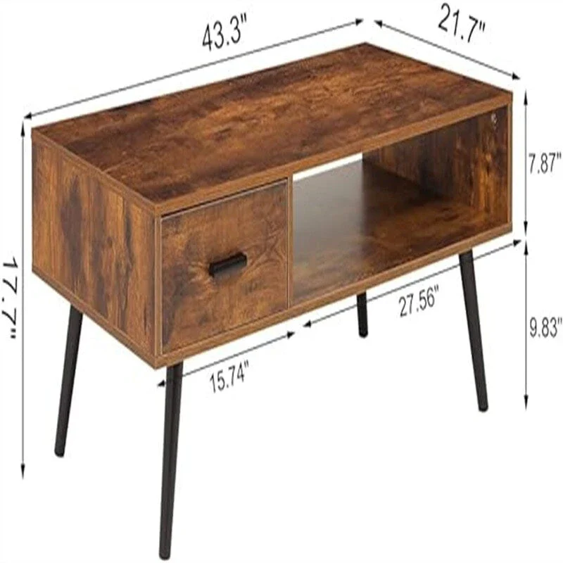 A coffee table with drawers