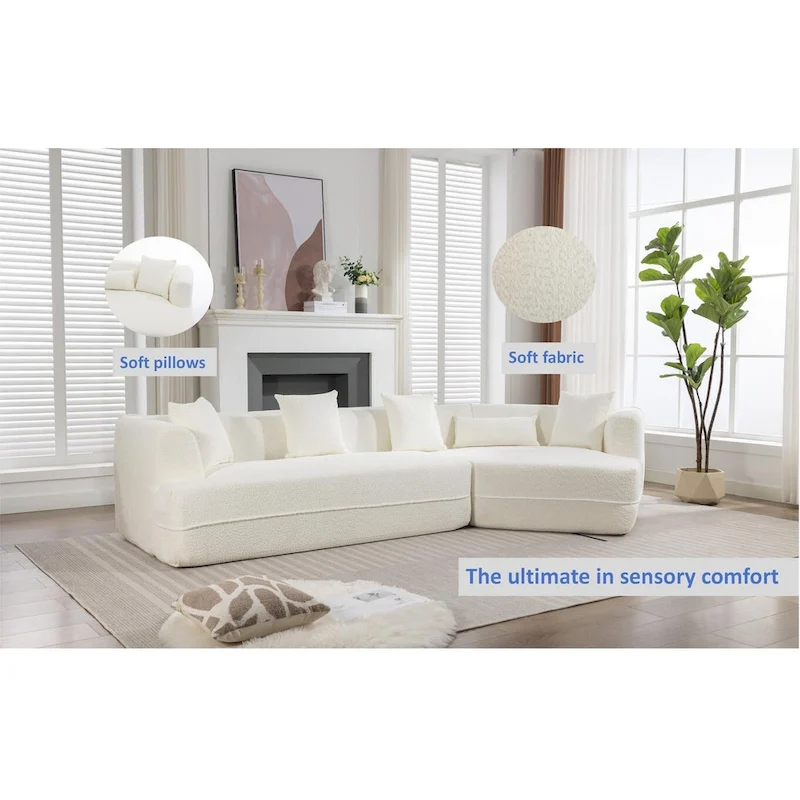 Boucle Modular Sleeper Sectional Sofa with Free Combination