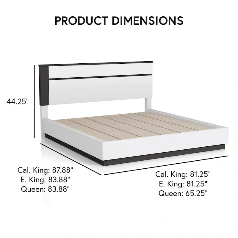 3-Piece White Wood Platform Bedroom Set - Modern Bed, Dresser & Nightstand
