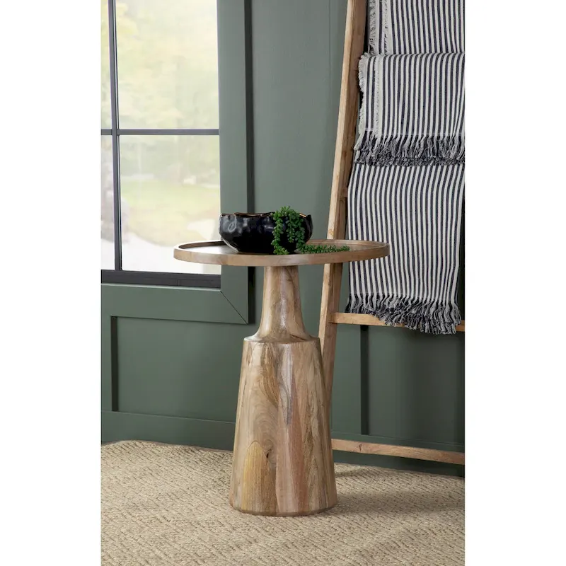 Round Top Pedestal Accent Side Table