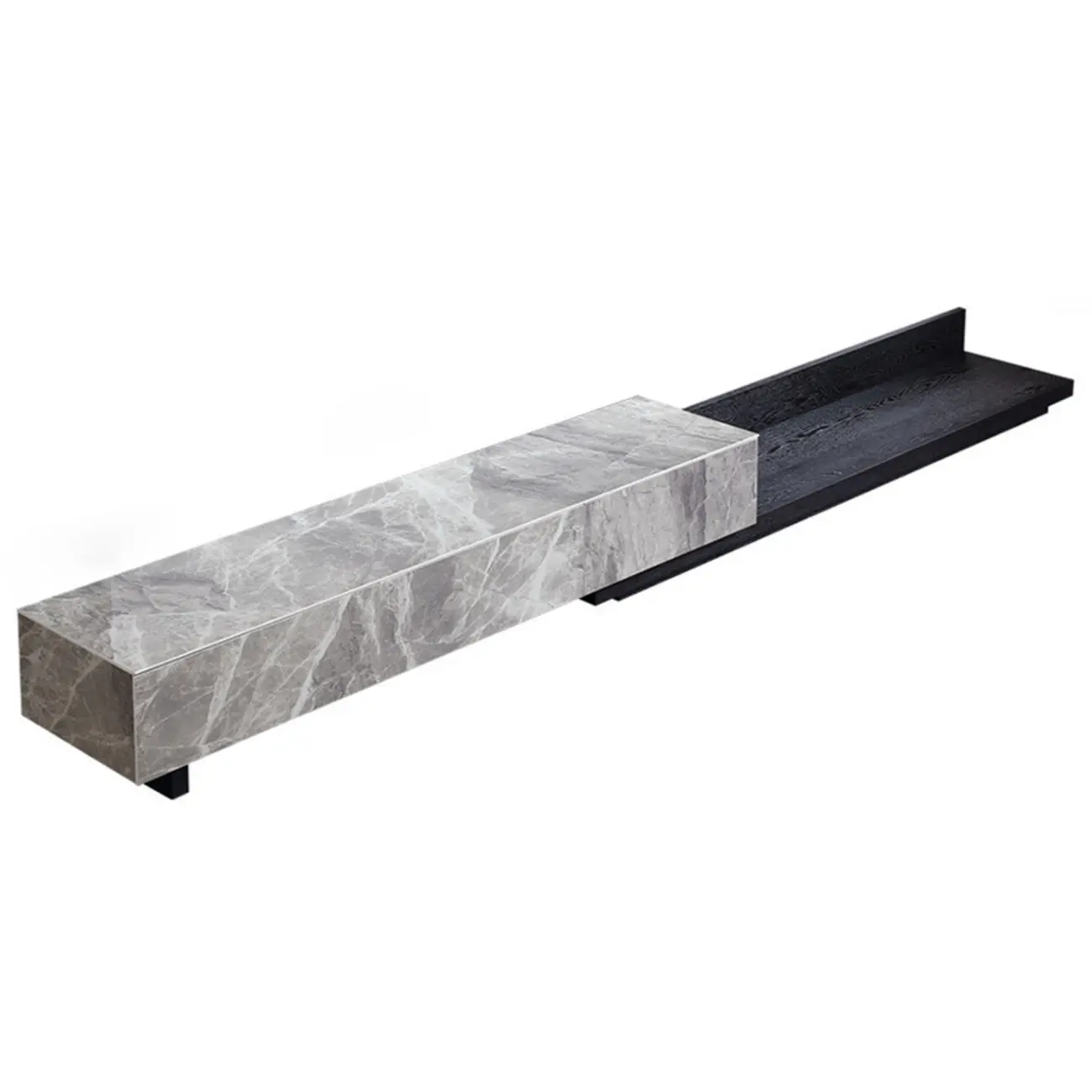 71 Elegant Grey Stone Rectangle TV Stand with 3 Drawers