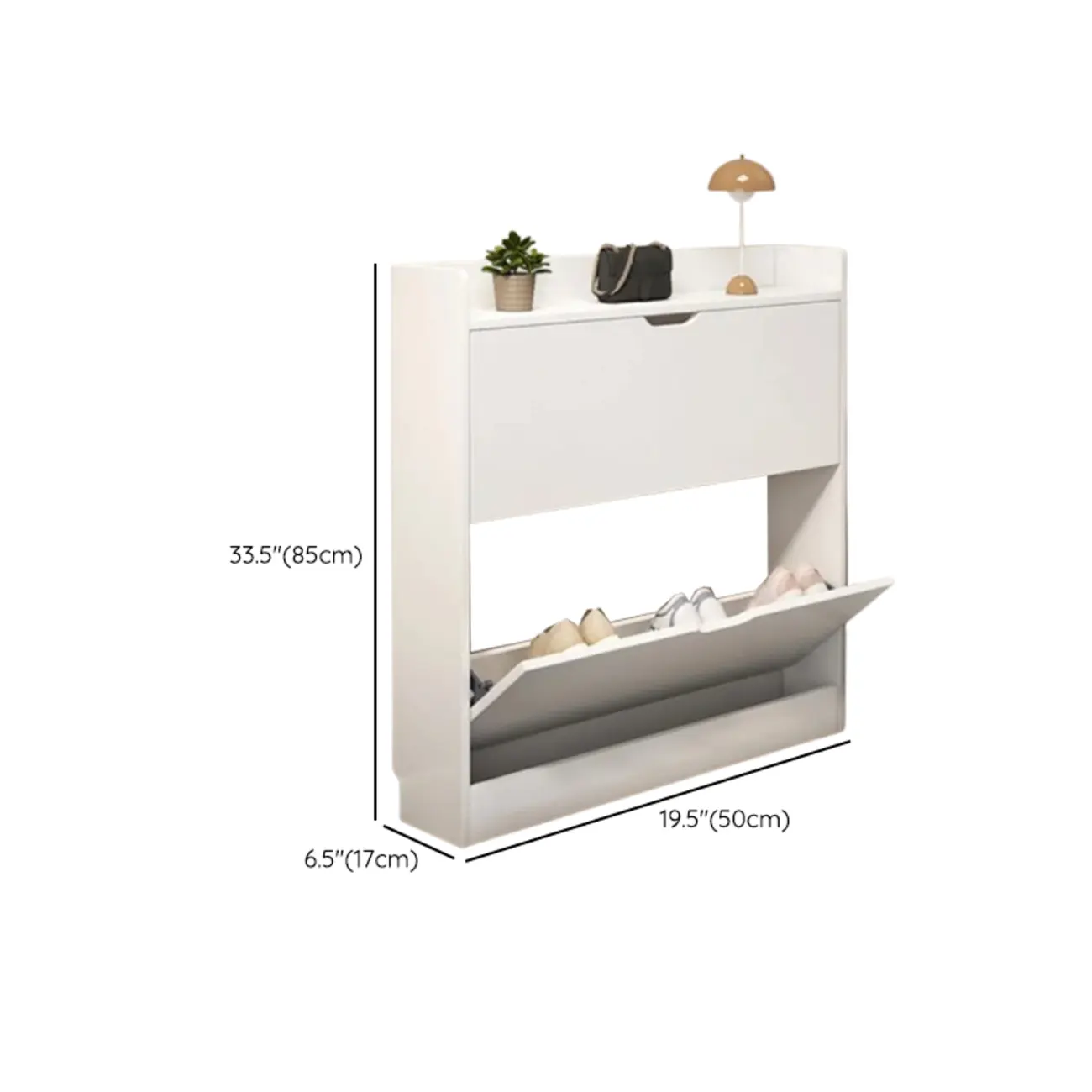 Entryway Modern Wood Shoe Cabinet with Flip-Out Drawer