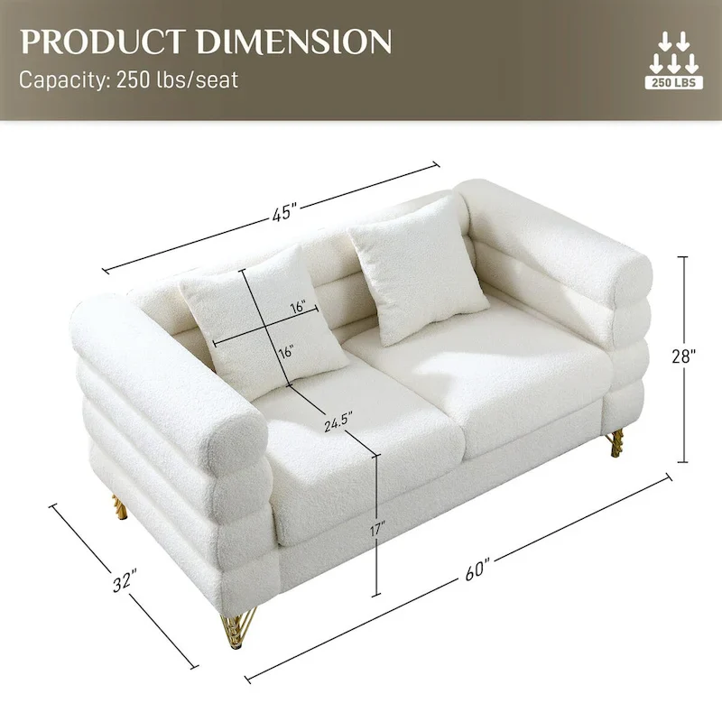 Teddy Fabric Modern Sectional Sofa L-Shape/2/3/4 Seater