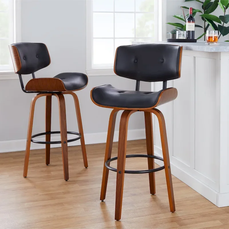 Carson Carrington Leksand 30 Fixed-Height Bar Stool with Bent Wood Legs (Set of 2)
