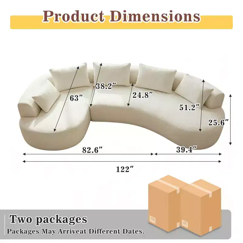 Dyonery alpaca wool full-compressed irregular-shaped sofa, with princess-style accessories on the left side.
