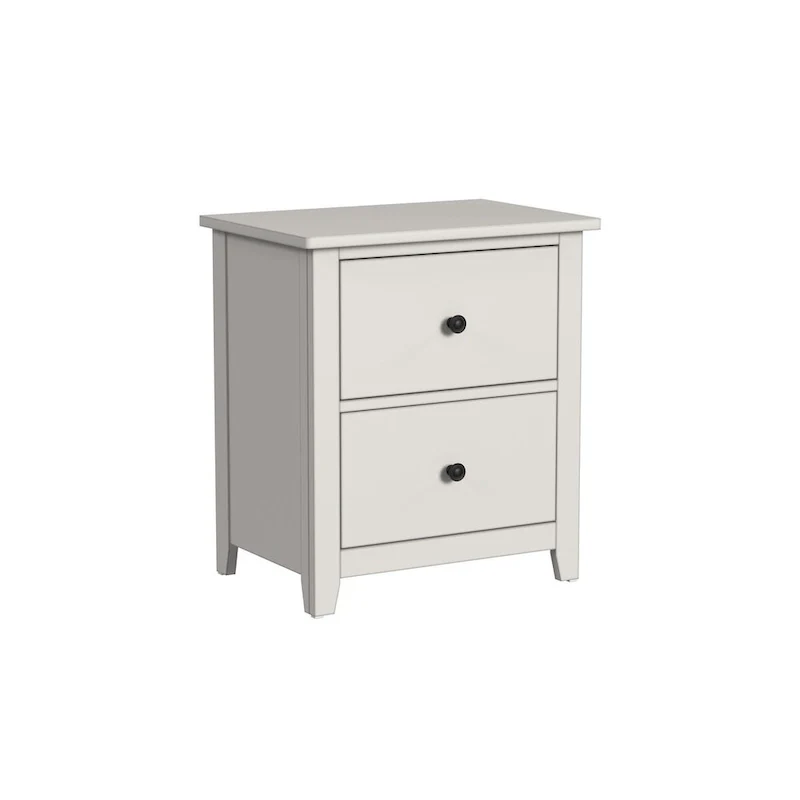 2-Drawer Farmhouse Wood Nightstand - Cream Finish