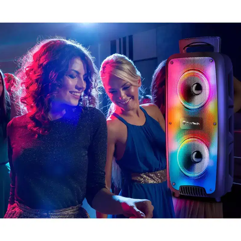 TOPTECH KL-60 2x6.5 Bluetooth Party Speaker with Multi-color Disco Lights, Wheels & Microphone