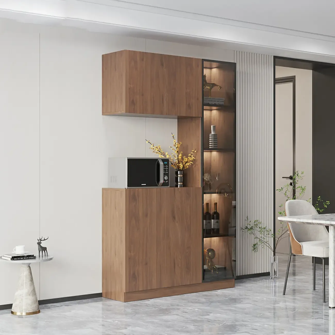 Modern Wooden Sideboard with Drawers & Shelves & Cabinets