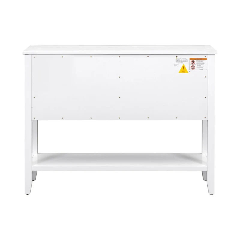 White 4-drawer Buffet Sideboard Console Table with Bottom Shelf