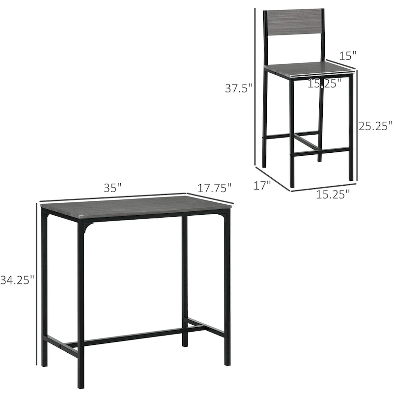 Carbon Loft Padrad Industrial Counter Height 3-piece Dining Set