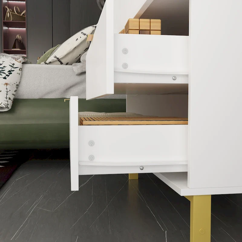 31.5W x 29.7H Wooden Nightstand with 3 Drawer End Table Black Chest