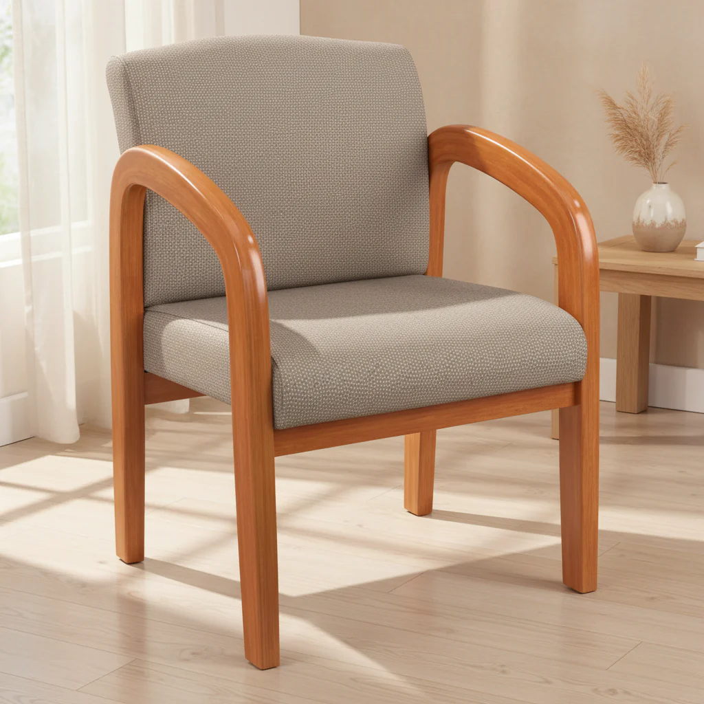 Medium Oak Finish Wood Visitor Chair