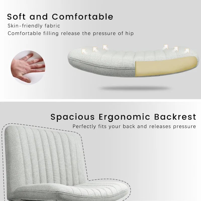 BOSSIN Criss Cross Chair Armless Office Desk Chair No Wheels,Fabric Padded Modern Swivel Vanity Chair office chair