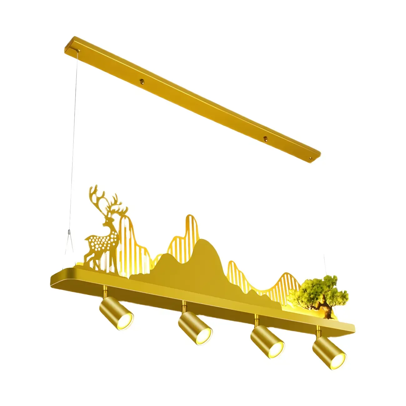 3/4-Light Modern Gold Metal Abstract Island Light