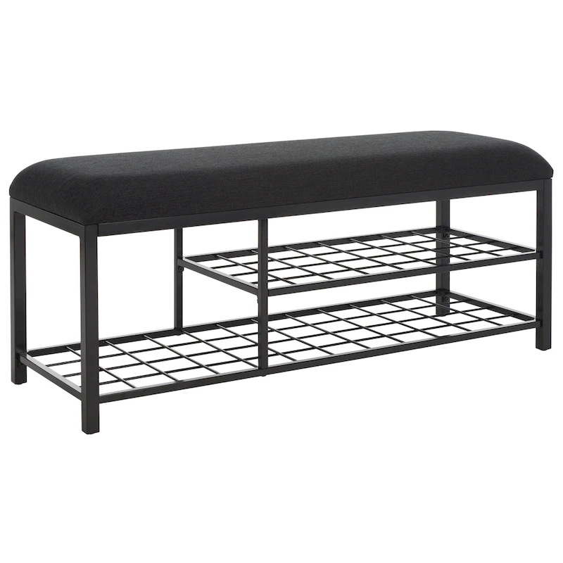 SAFAVIEH Yael Open Shelf Bench with Cushion - 42  W x 15  D x 18  H - 42Wx15Dx18H