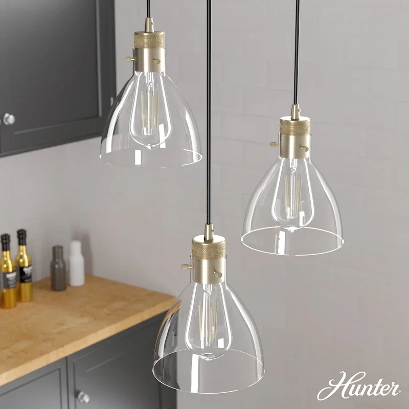 Hunter Van Nuys 3-Light Round Cluster Pendant - Kitchen Island, Dining Room, Entry - Vintage, Contemporary, Industrial