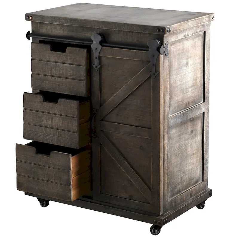 StyleCraft Presley Driftwood Grey 3-Drawer with Door Side Cabinet