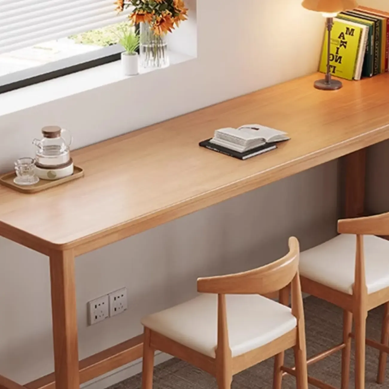 Modern Rubberwood Bar Tables with Trestle Base