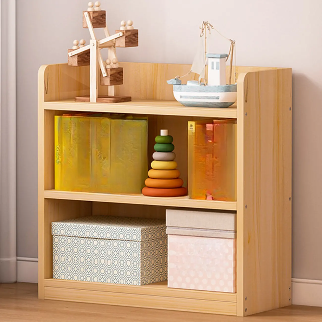 Solid Wood 5-Tier Display Open Shelving Unit Bookcase