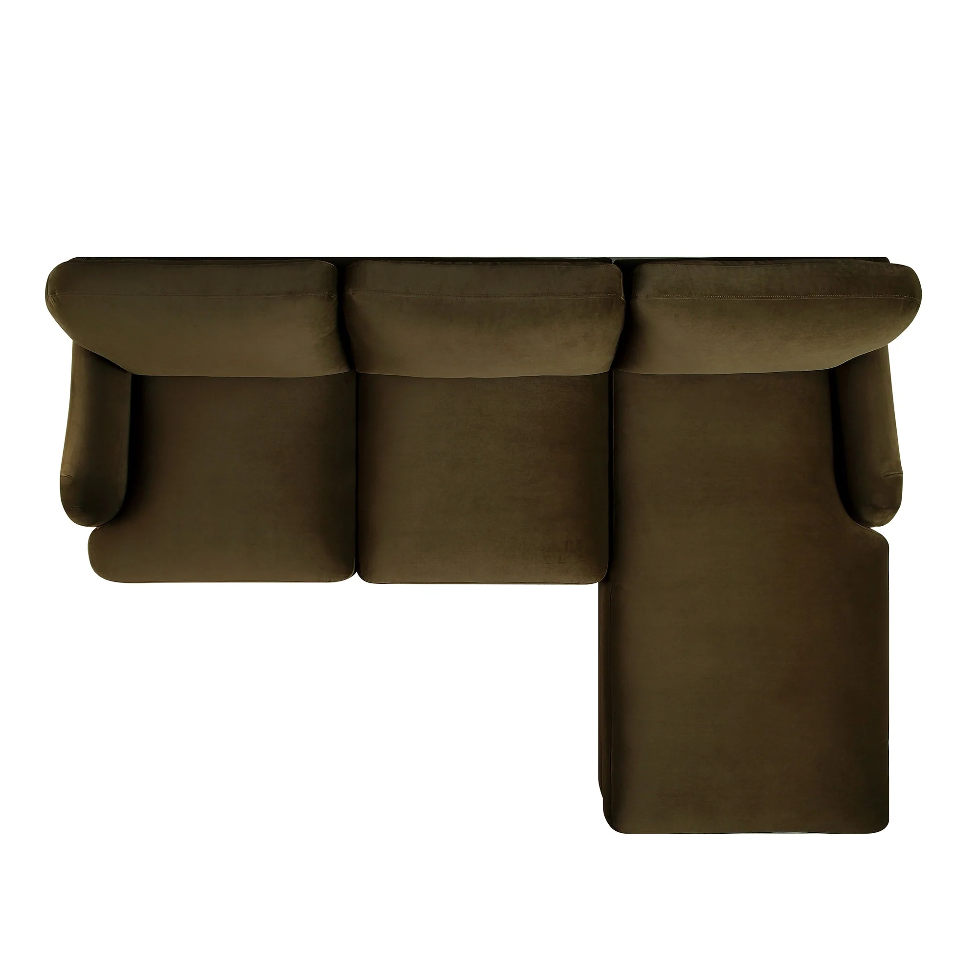 Seaweed Velvet Sofa, Grande Chaise Sofa Right Hand Facing