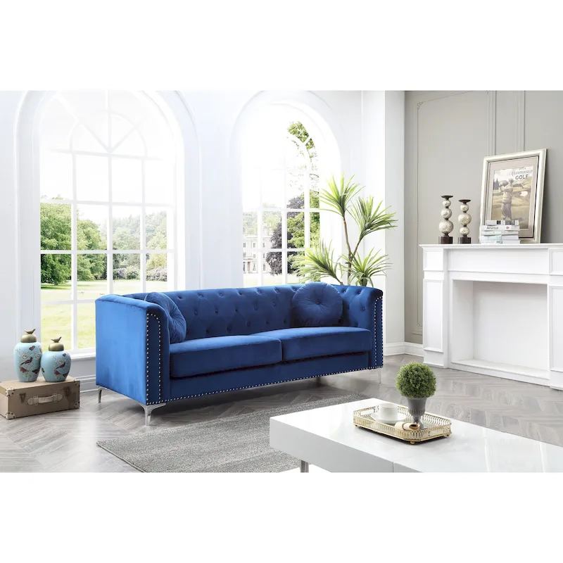 Pompano Velvet Button Tufted Sofa