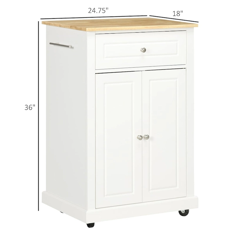 Rolling Kitchen Island Cart with Drawer, Adjustable Shelf and 2 Towel Racks